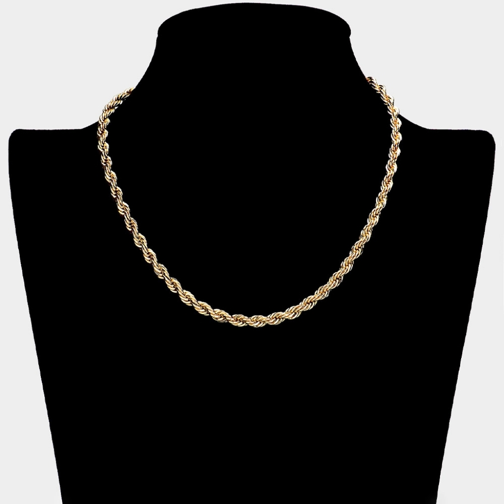 Gold Casual Twisted Rope Chain Link Metal Everyday Fashion Simple Jewelry